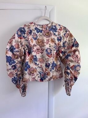 Ulla Johnson Lorna blouse size 4 | floral scrunched long sleeve top